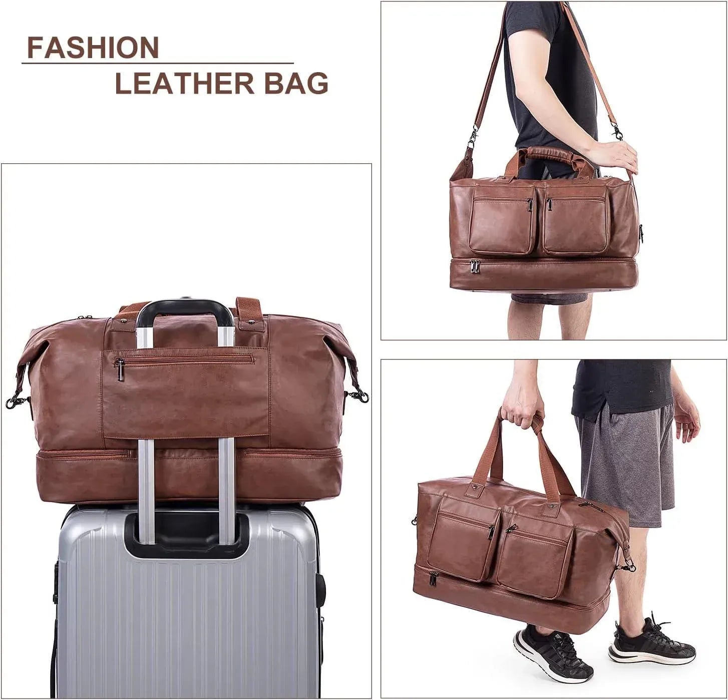 Men's Vegan Leather Travel Bag – Professional Laptop Carry