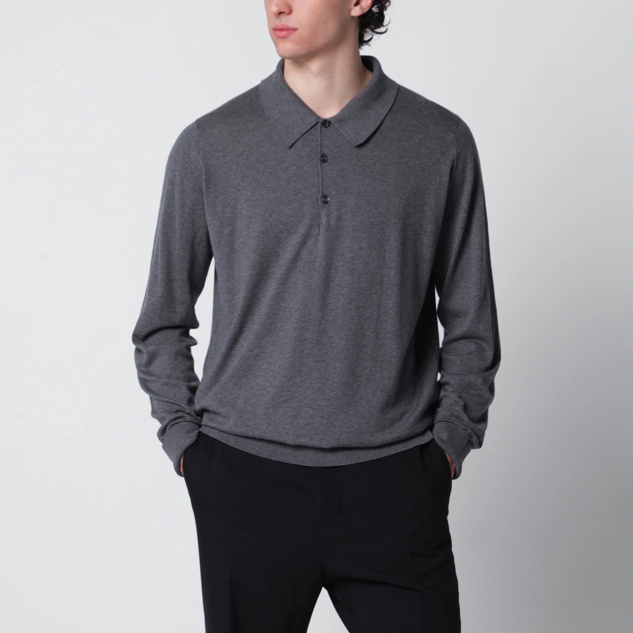 Gray Cotton Finchley Polo Shirt