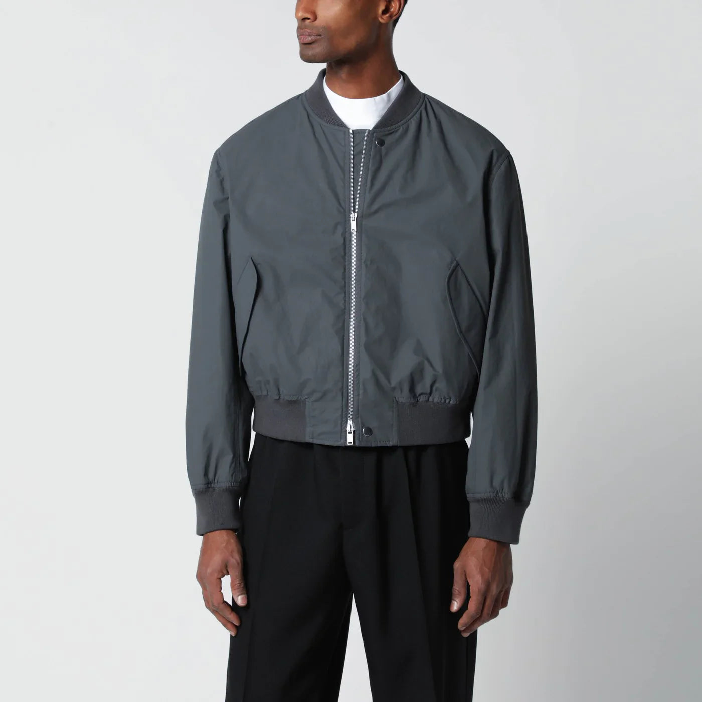 Grey Cotton Bomber Jacket for Everyday Comfort