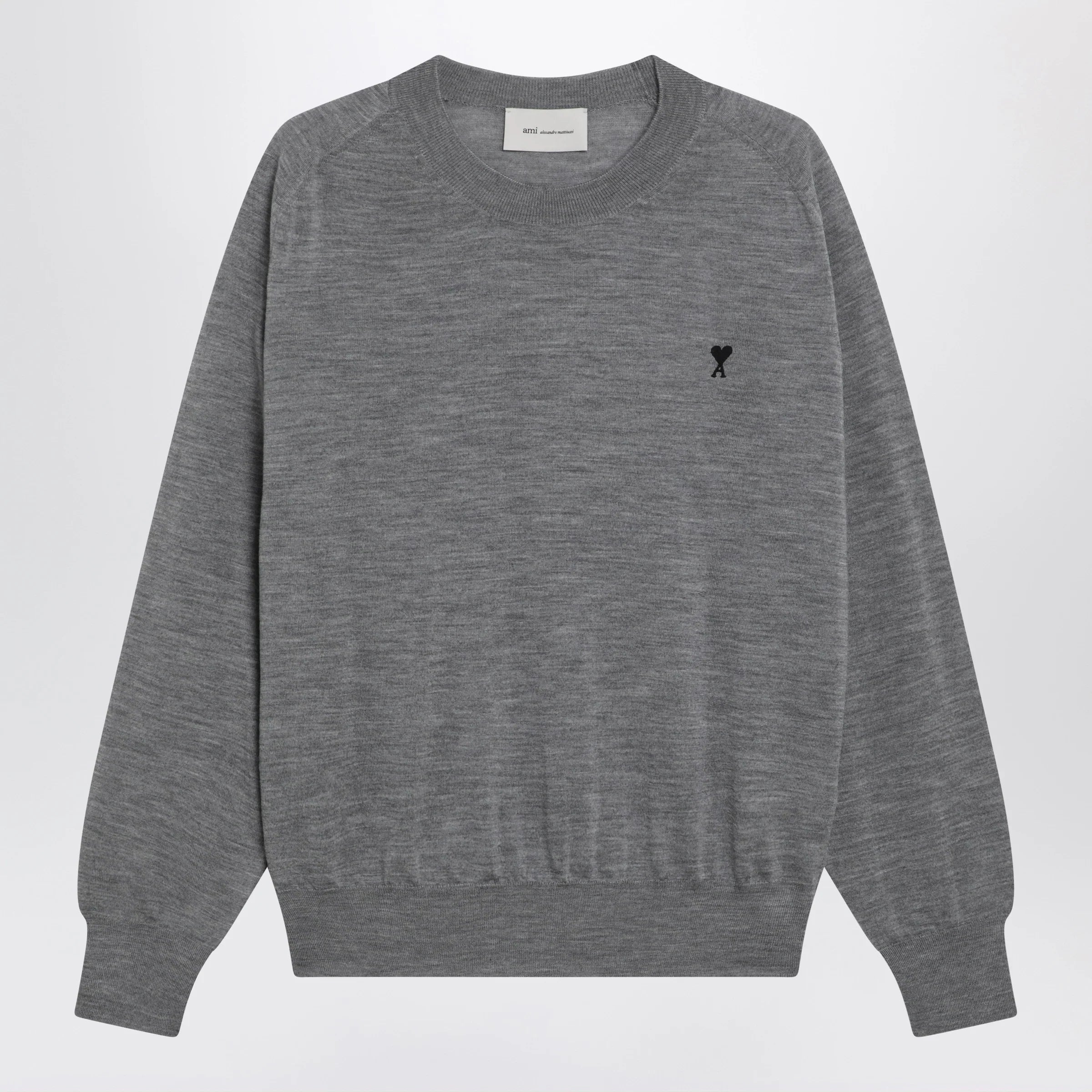 Grey Merino Wool Crewneck Sweater for Comfort