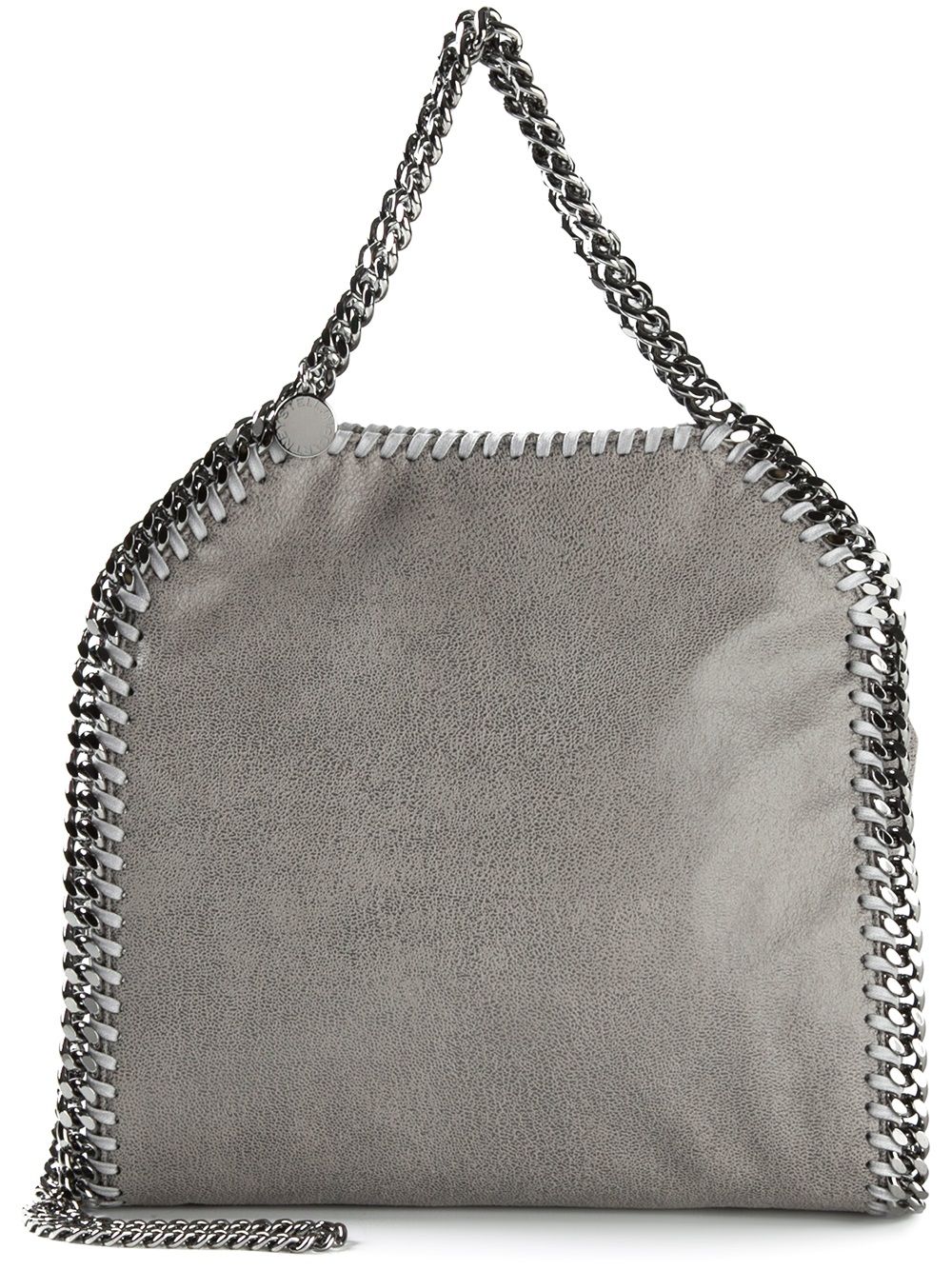 Grey Mini Tote Bag with Chain Trim for Everyday Use