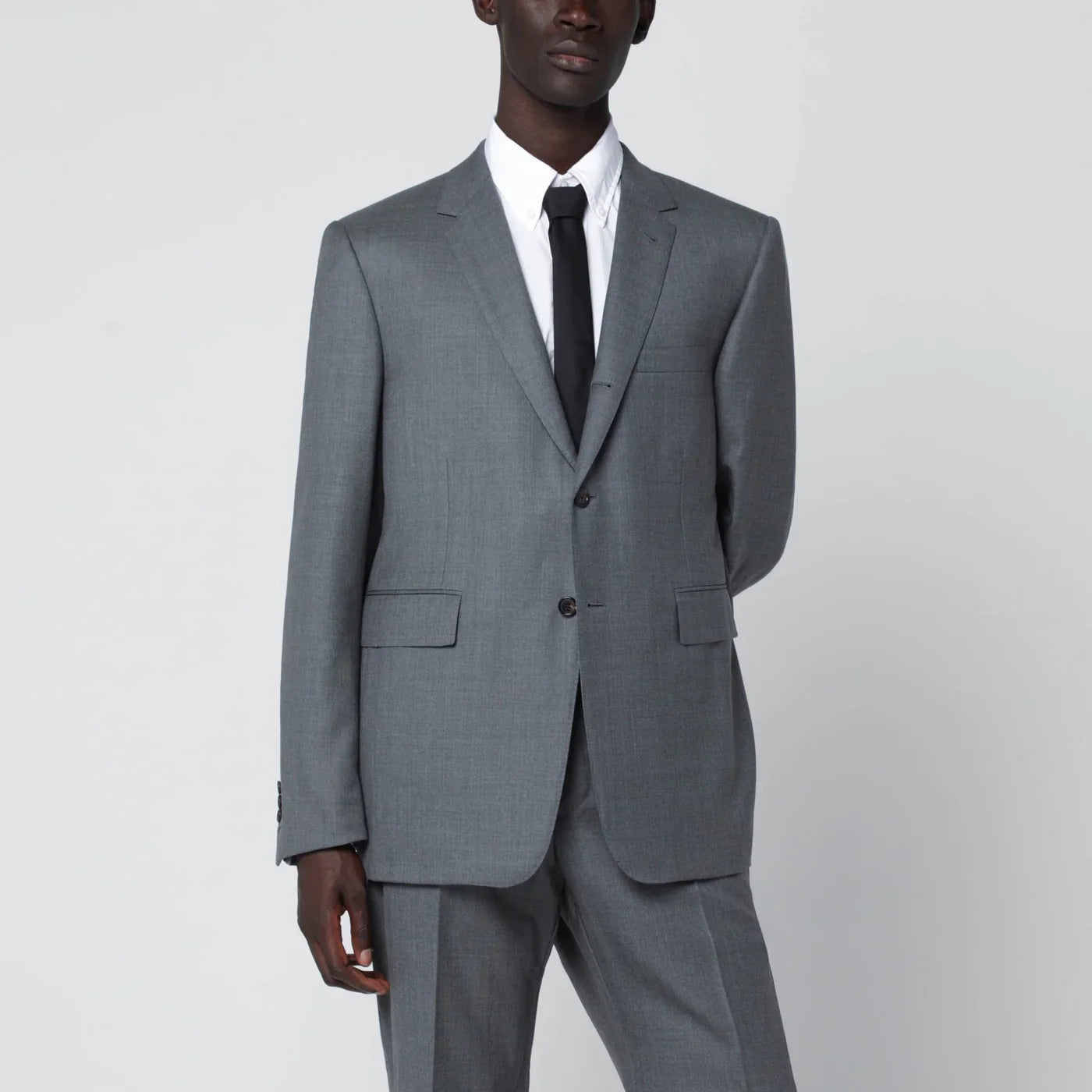 Grey Wool Single-Breasted Breathable Jacket