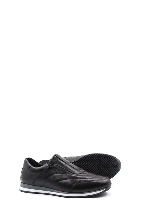 Black Leather Contrast-Sole Sneakers for Men | Wessi