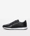 Black Leather Retro Runner Sneakers with White Sole | Wessi