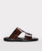Brown Reptile-Textured Leather Double-Band Slides for Men | Wessi