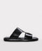 Black Embossed Leather Double-Strap Sandals for Men | Wessi