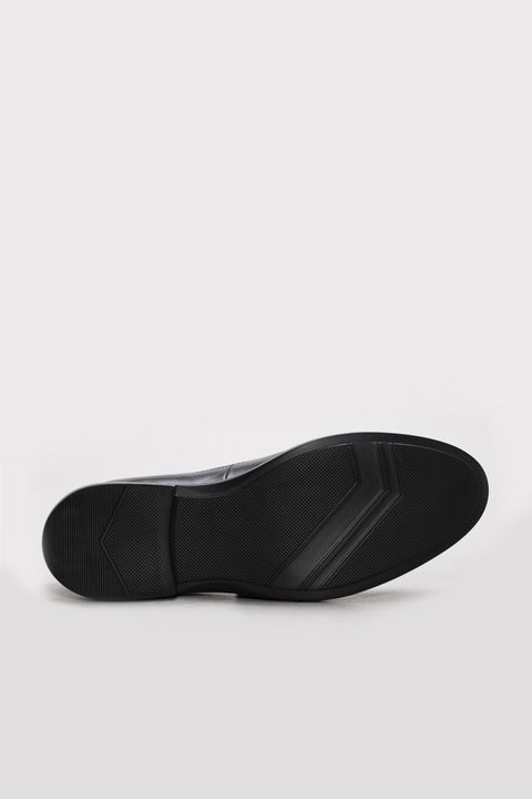 Black Textured Leather Perforated-Toe Dress Shoes for Men | Wessi
