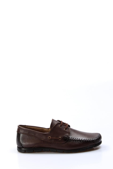 Men's Brown Leather Moccasins-Wessi