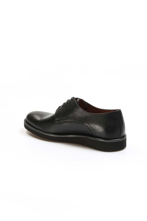 Men's Black Leather Derby Shoes with Sleek Design - Wessi