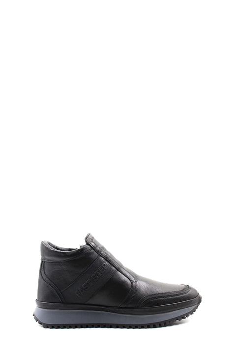 Black Leather Slip-On Ankle Boots Wessi