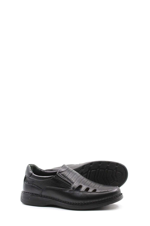Men's Black Orthopedic Leather Sandals - Wessi