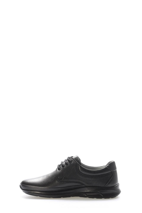 Black Leather Raised-Sole Casual Sneakers for Men | Wessi