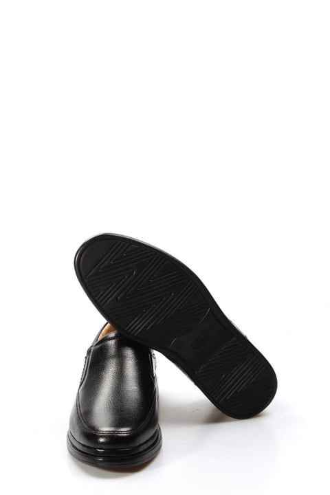 Men's Black Orthopedic Leather Loafers - Wessi