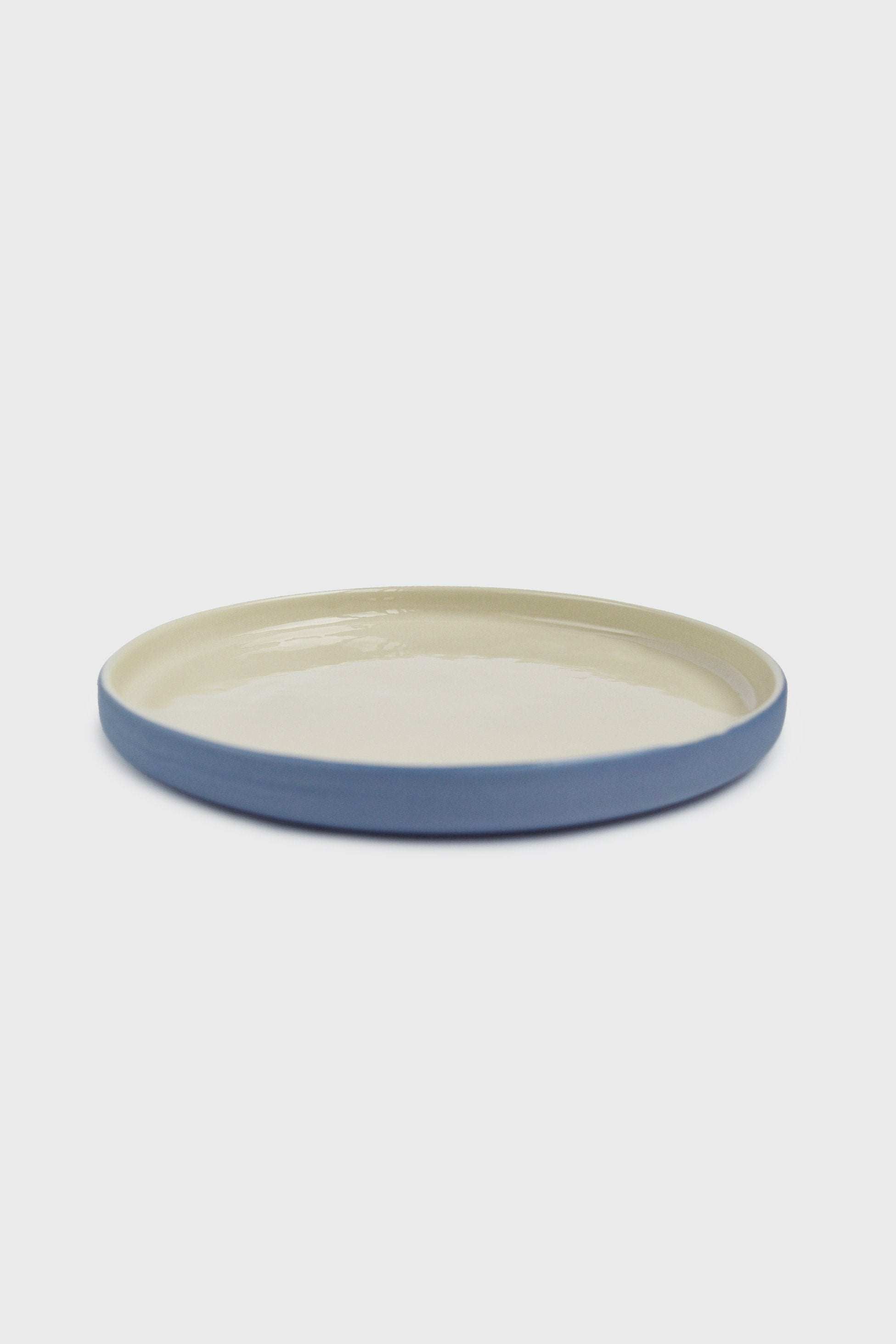 Handmade Blue Porcelain Dinner Plates. Forget-me-not/Chocolate