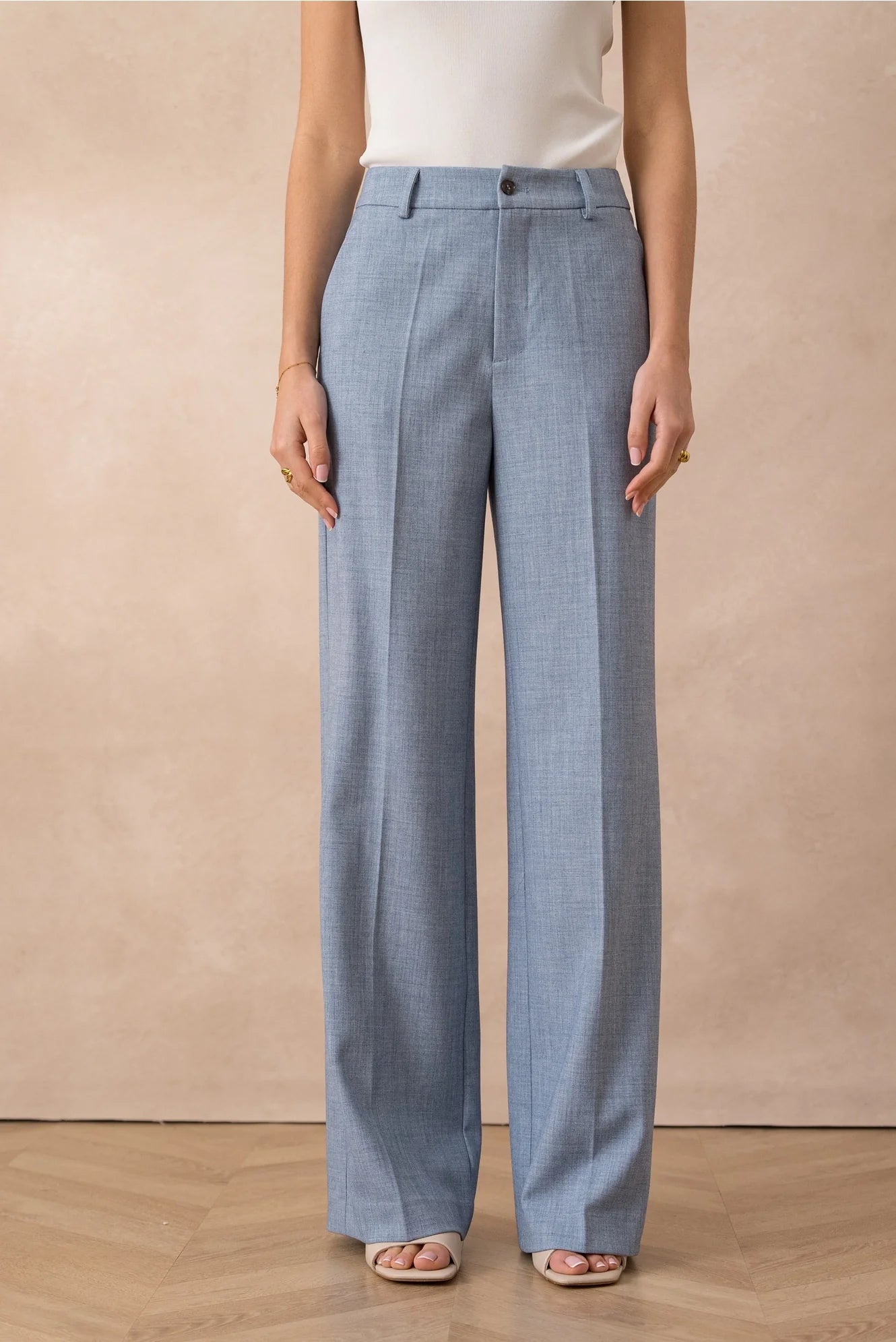 [Heather] Wide-Leg Tailored Trousers