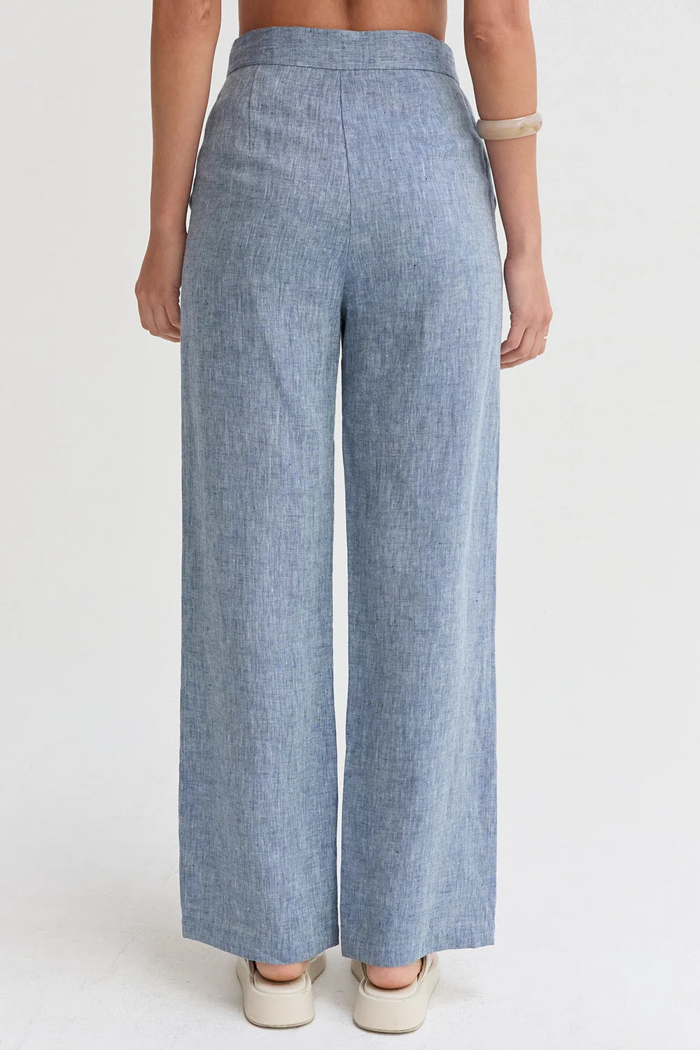 Helen Linen Wide Leg Pants - Blue