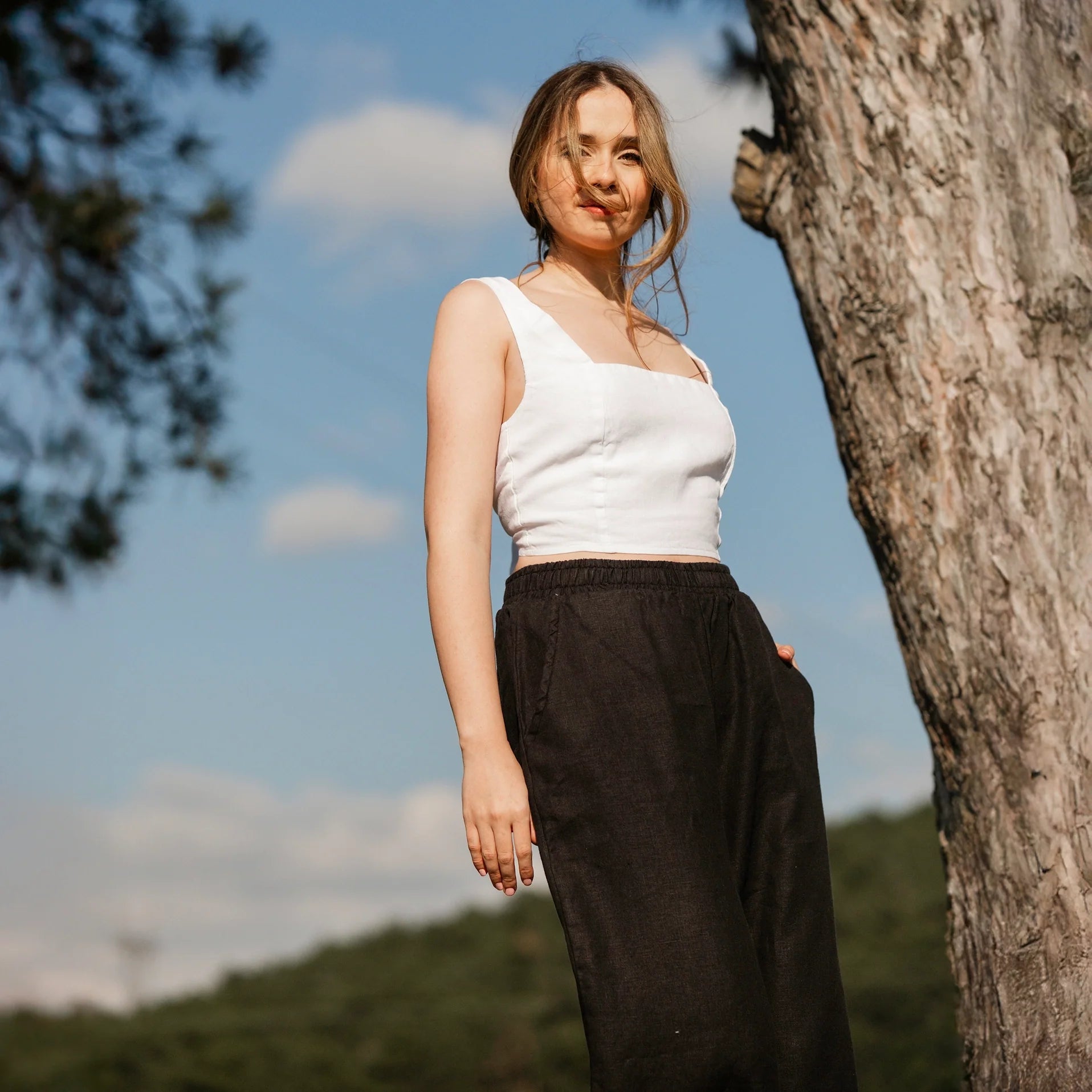 High Waisted Linen Pants