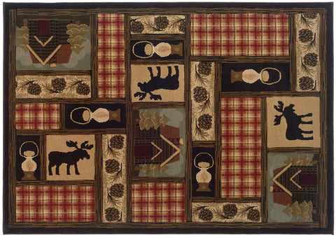 Flourish Decorative Rug - Red / Brown / Gray / Black