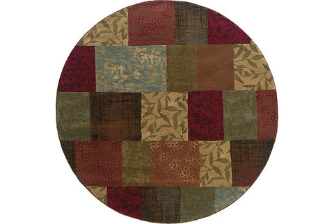 Flourish Contemporary Rug - Burnt Red / Tan / Brown / Olive / Blue