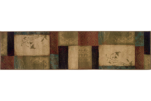 Flourish Contemporary Rug - Tan / Brown / Burnt Red / Brown / Blue