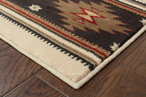 Flourish Kazak Rug - Tan / Cream / Olive / Burnt Red