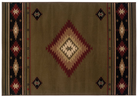 Flourish kazak Rug - Tan / Brown / Olive / Burnt Red