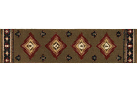 Flourish kazak Rug - Tan / Brown / Olive / Burnt Red
