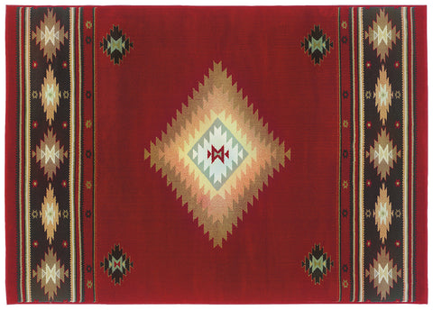 Flourish kazak Rug - Burnt Red / Brown / Peach / Mellow Yellow