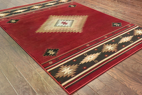 Flourish kazak Rug - Burnt Red / Brown / Peach / Mellow Yellow
