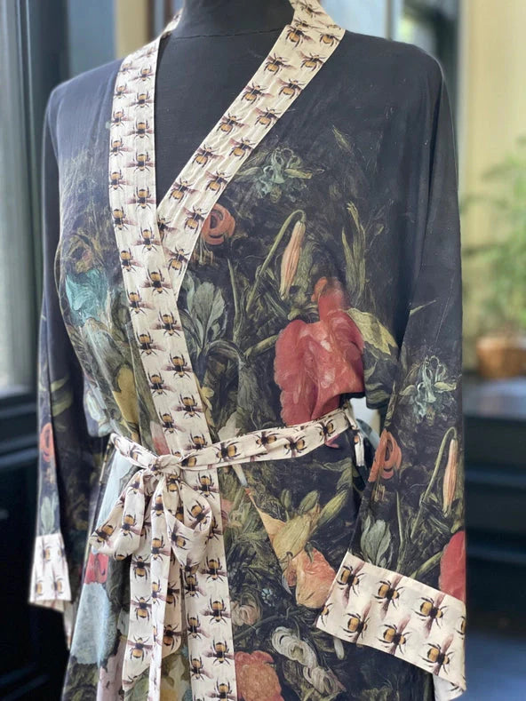 I Dream in Flowers Bamboo Duster Kimono Robe with Bees