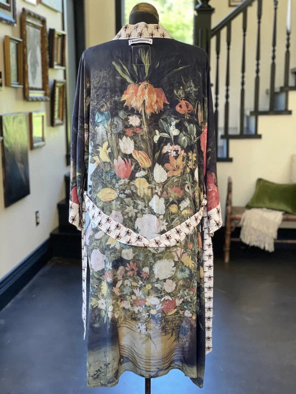 I Dream in Flowers Bamboo Duster Kimono Robe with Bees