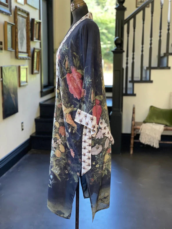 I Dream in Flowers Bamboo Duster Kimono Robe with Bees