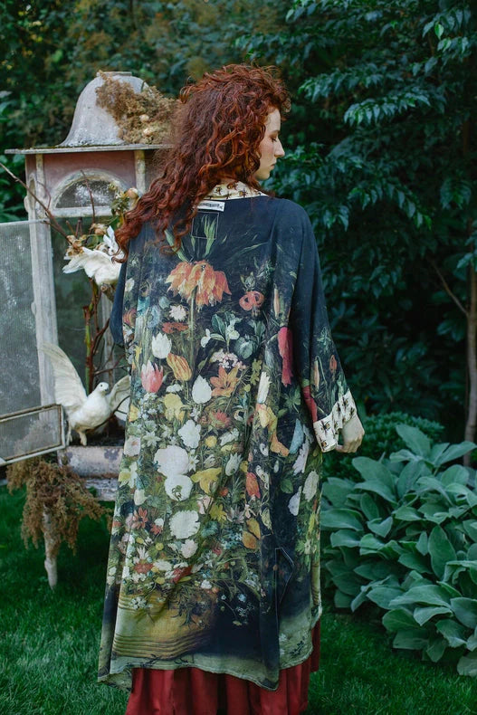 I Dream in Flowers Bamboo Duster Kimono Robe with Bees