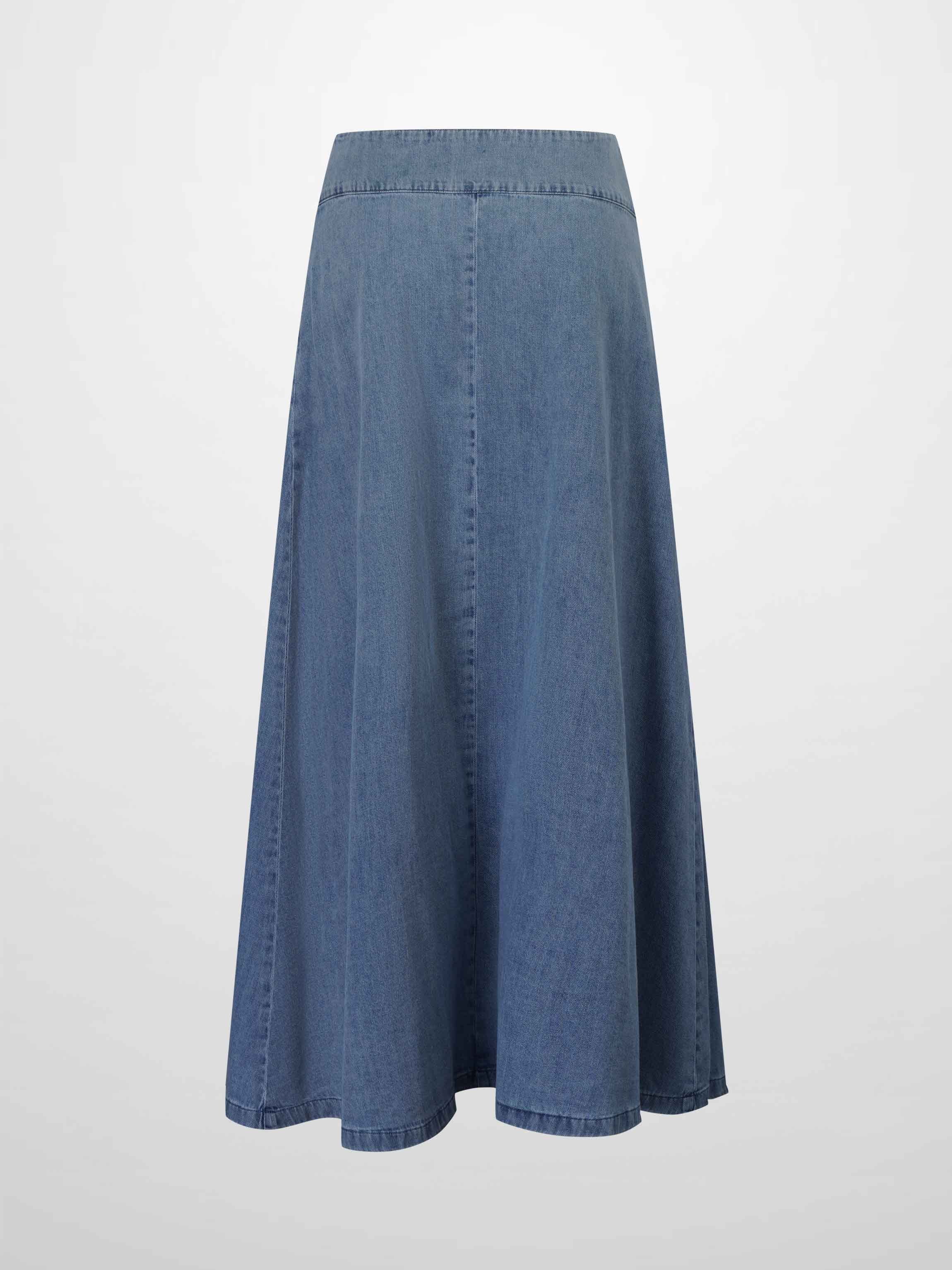 Inverted Yoke Pleat Skirt-Light Blue-3