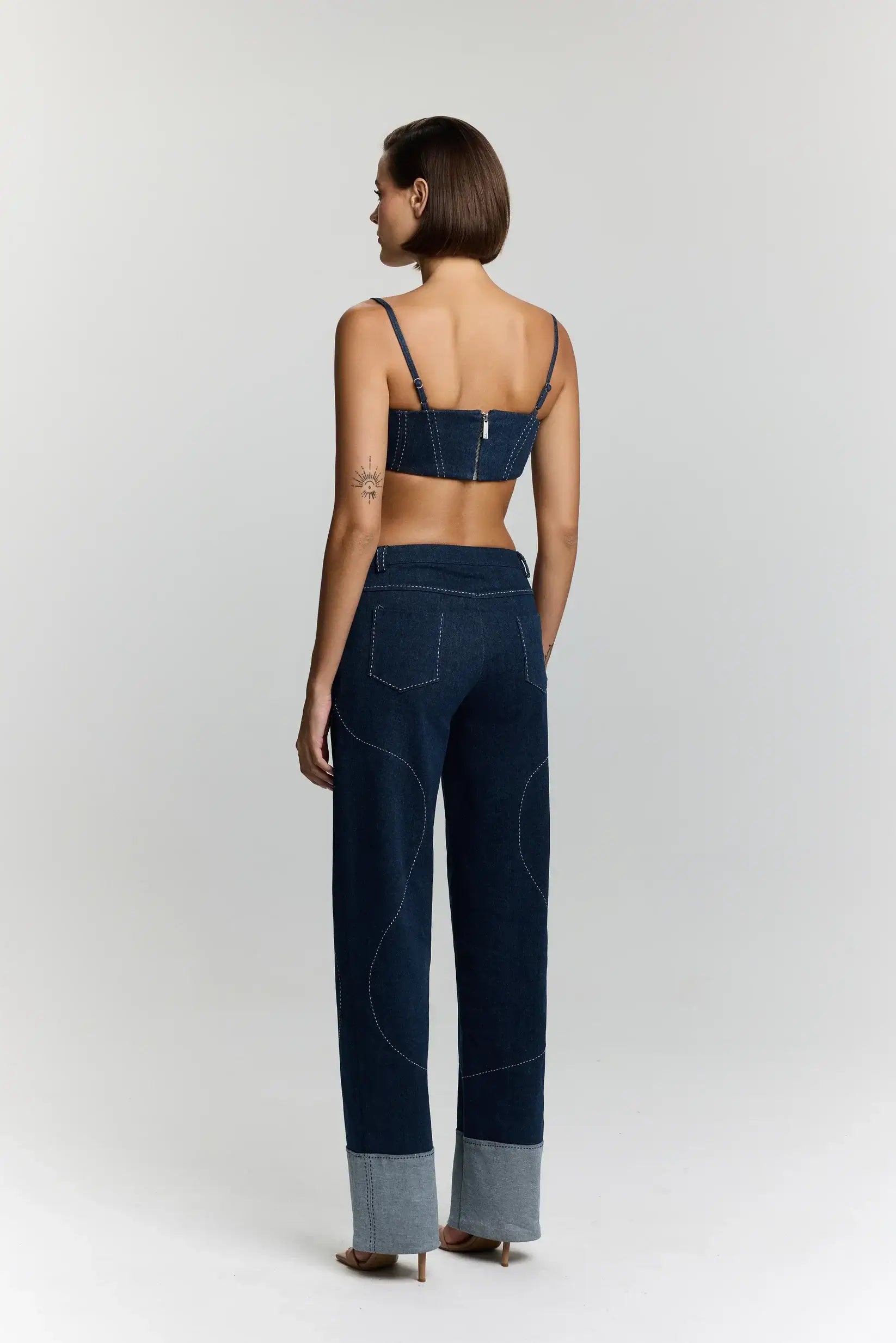 Jendue Clementine Denim Crop Top - Women's Jean Bralette