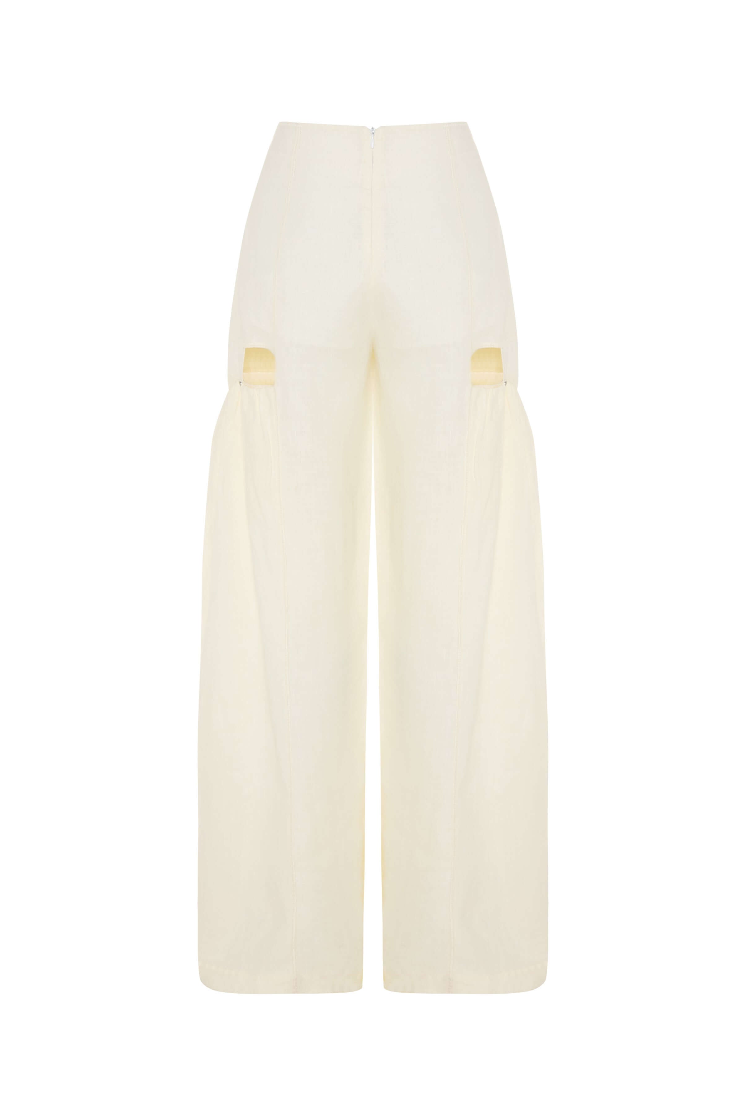 Jendue Radiosa Sole Trousers - Linen Cut-Out Wide Leg Pants