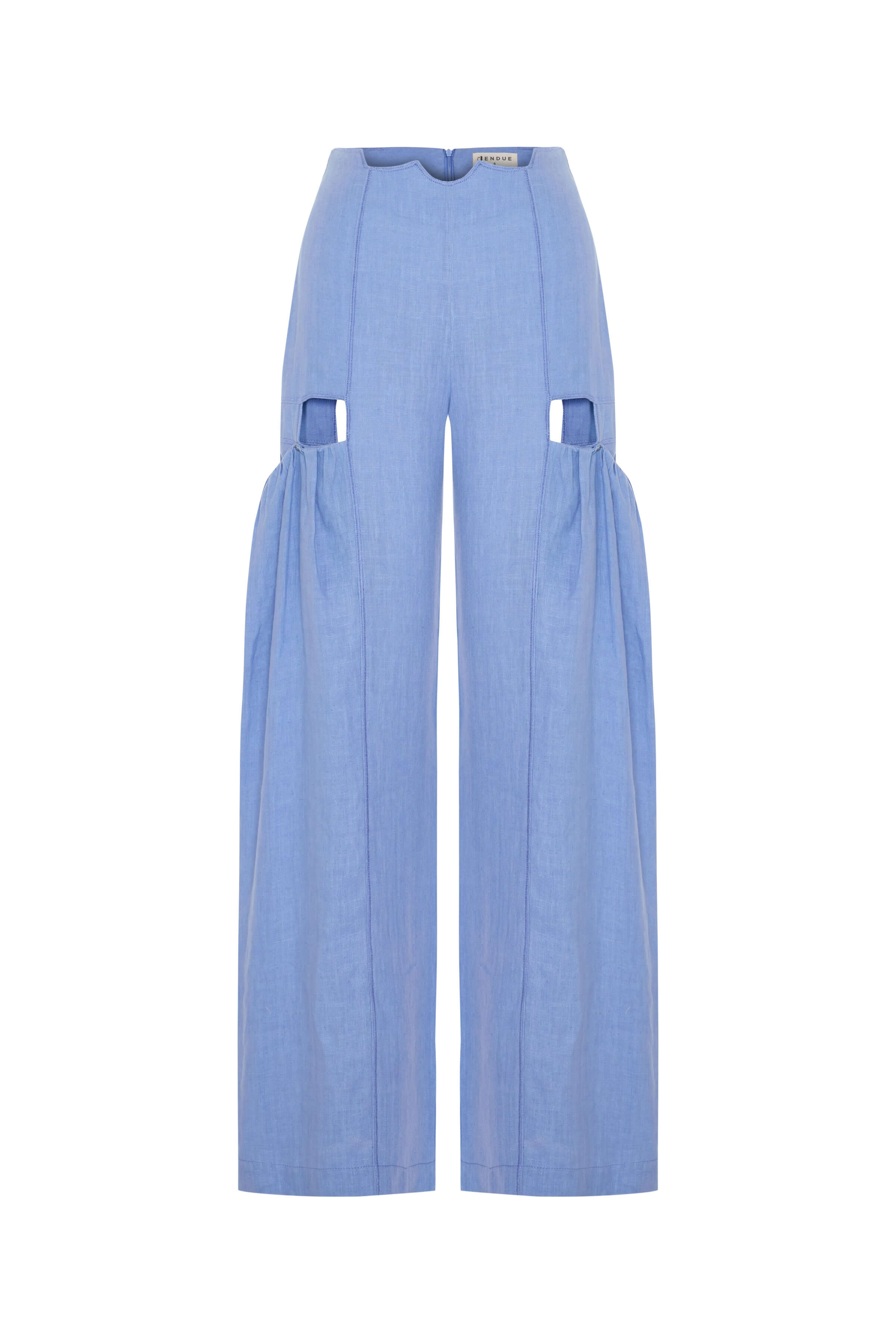 Jendue Radiosa Sole Trousers - Linen Cut-Out Wide Leg Pants