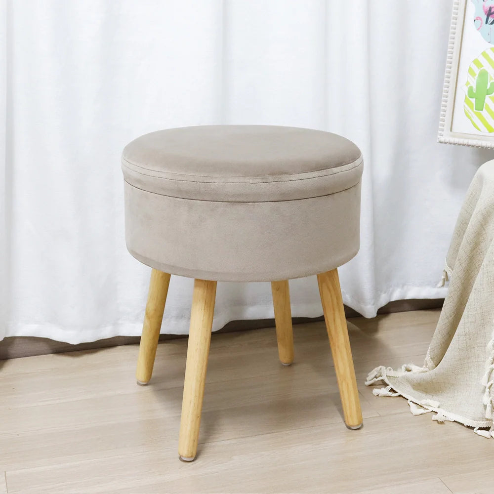 17.5"H Round Velvet Tufted Footrest Stool Ottoman
