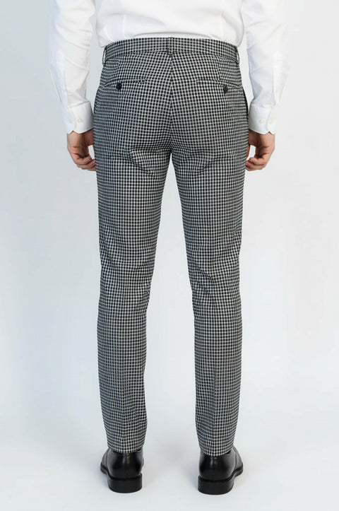 Black & White Checkered Fabric Trousers – Wessi