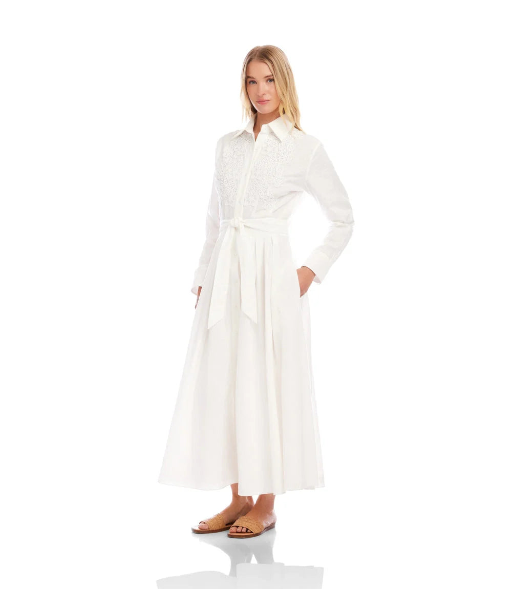 Lace Applique Midi Shirtdress