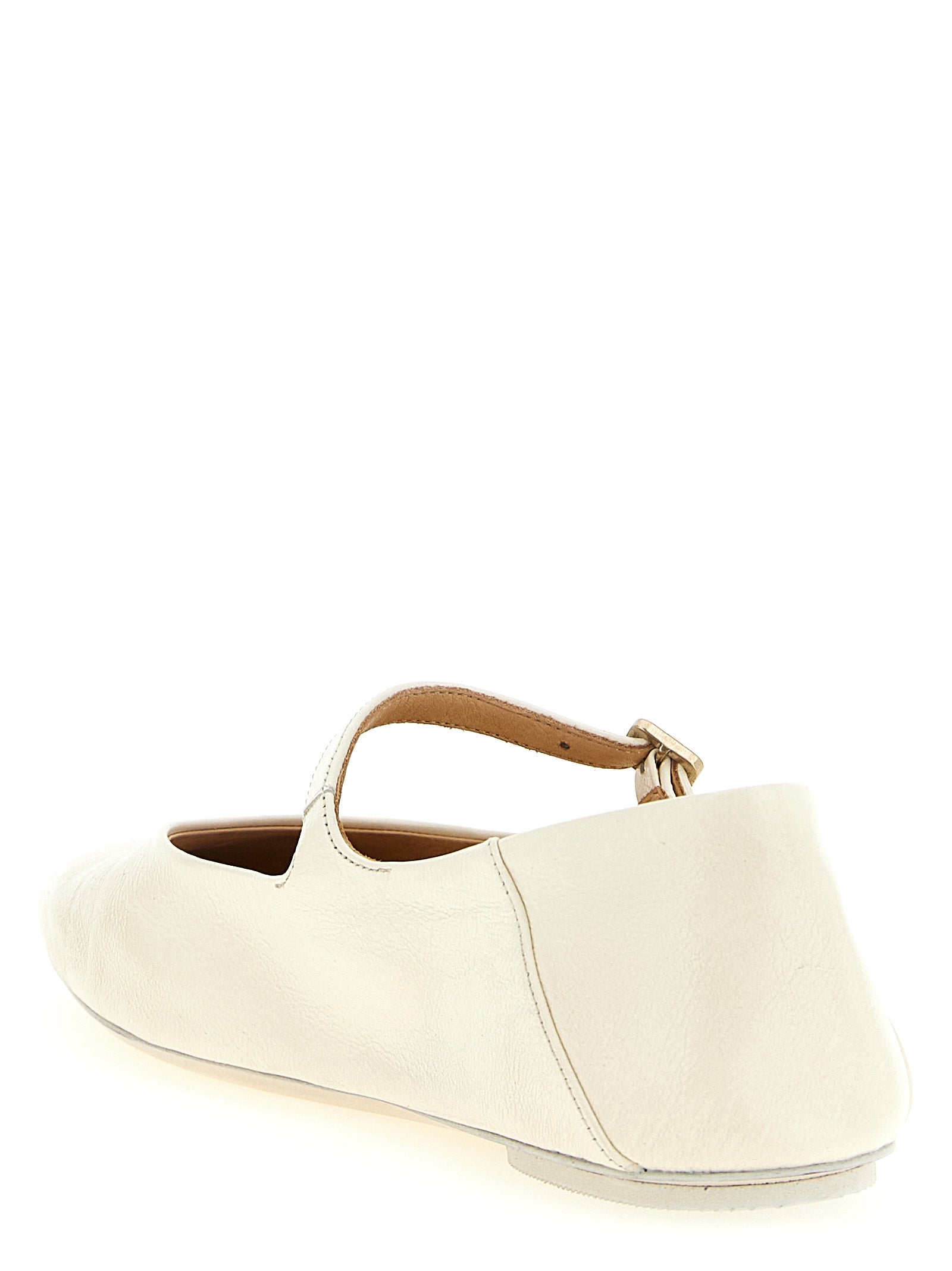 Leather Ballet Flats with Adjustable Comfort Strap