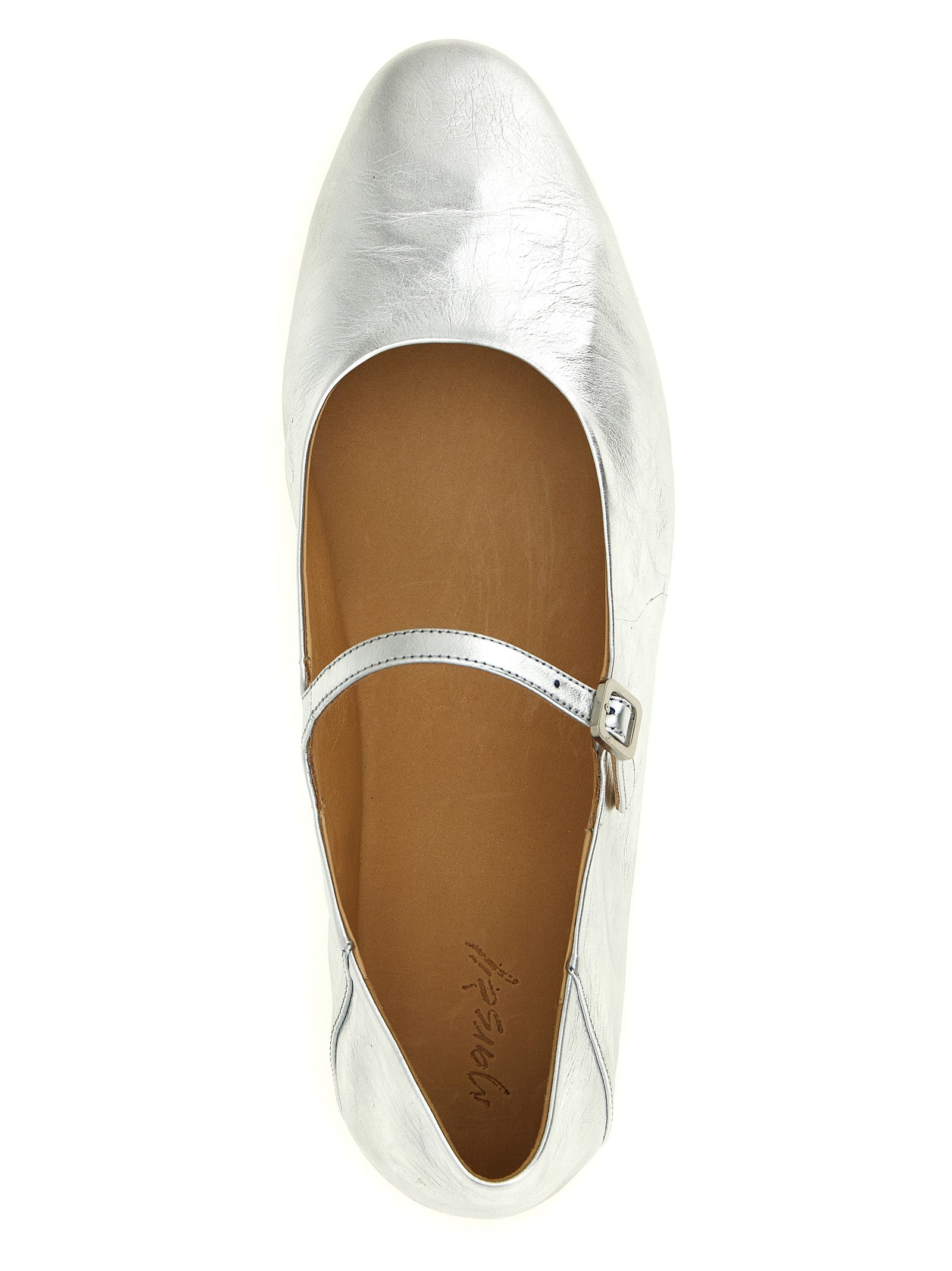 Leather Ballet Flats with Adjustable Strap