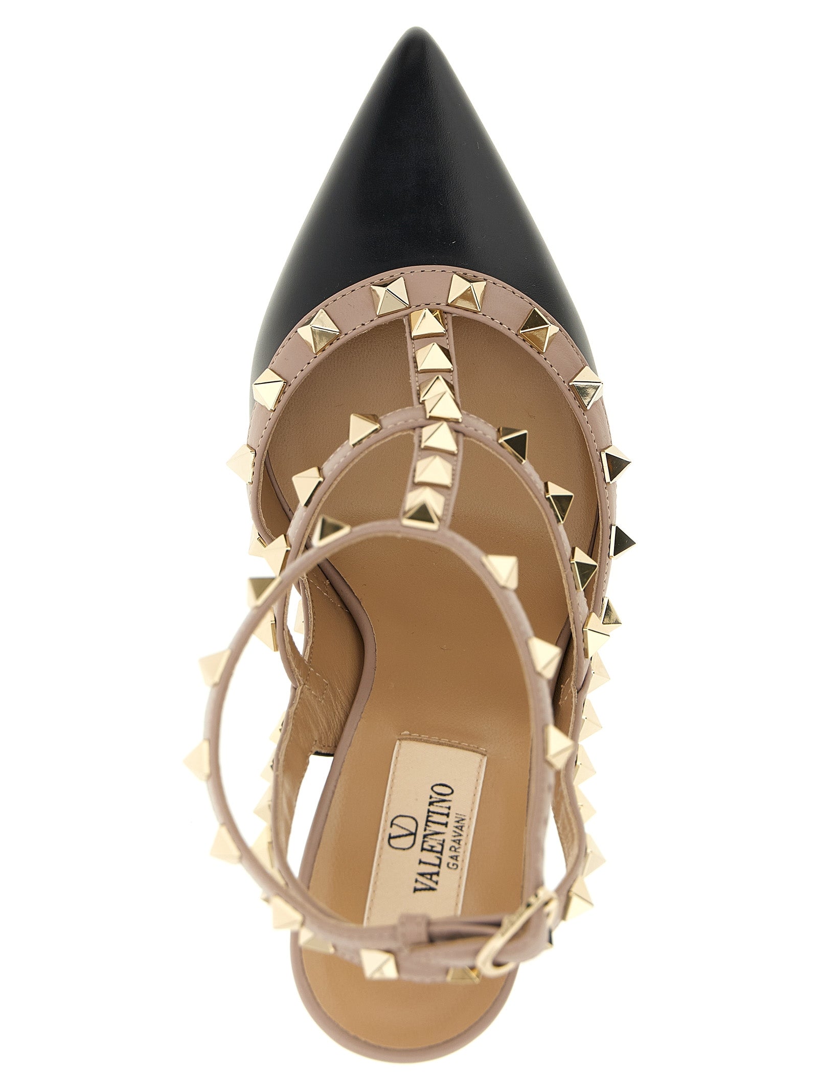 Leather Rockstud Stiletto Pumps with Ankle Strap