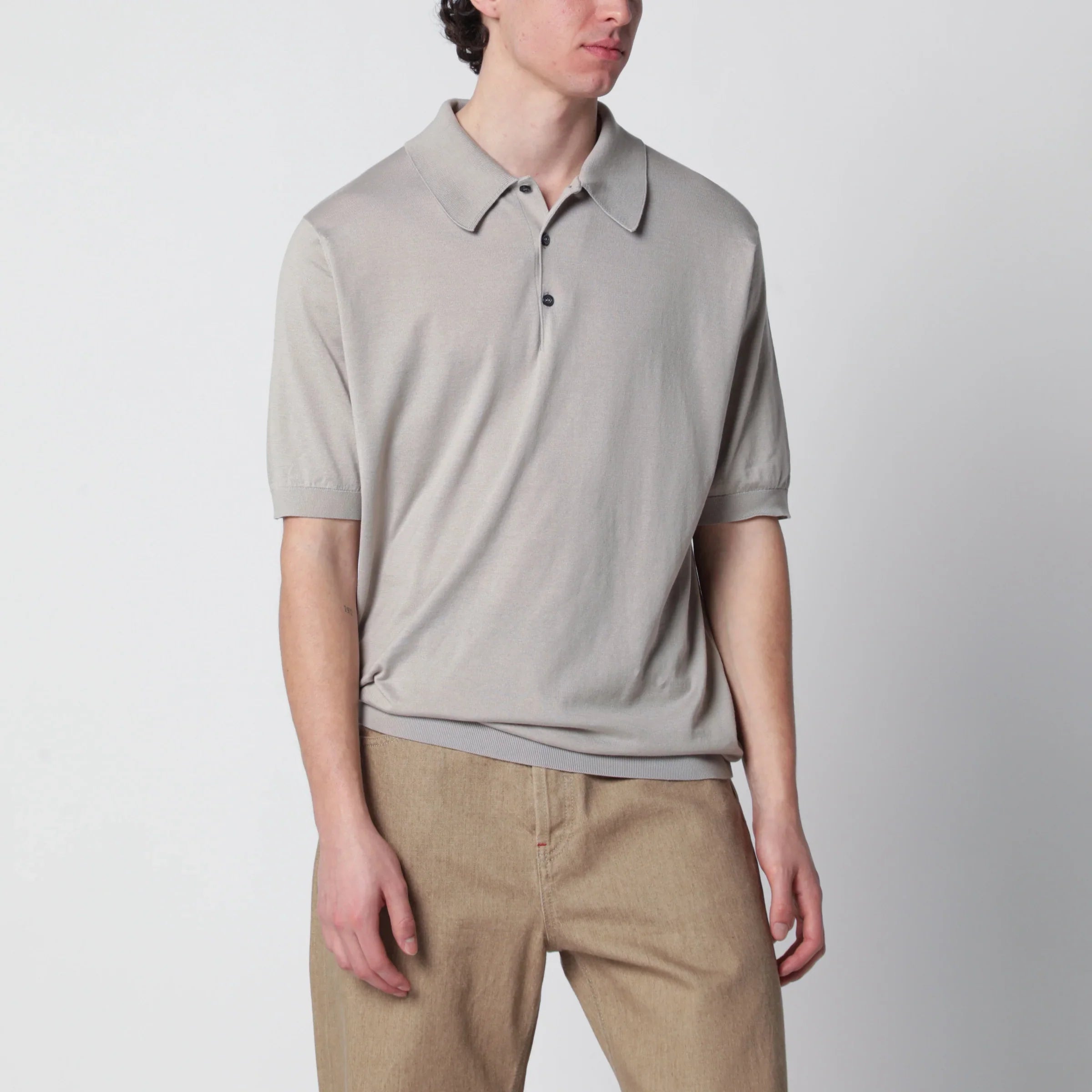 Light Beige Cotton Polo Shirt for Summer Comfort