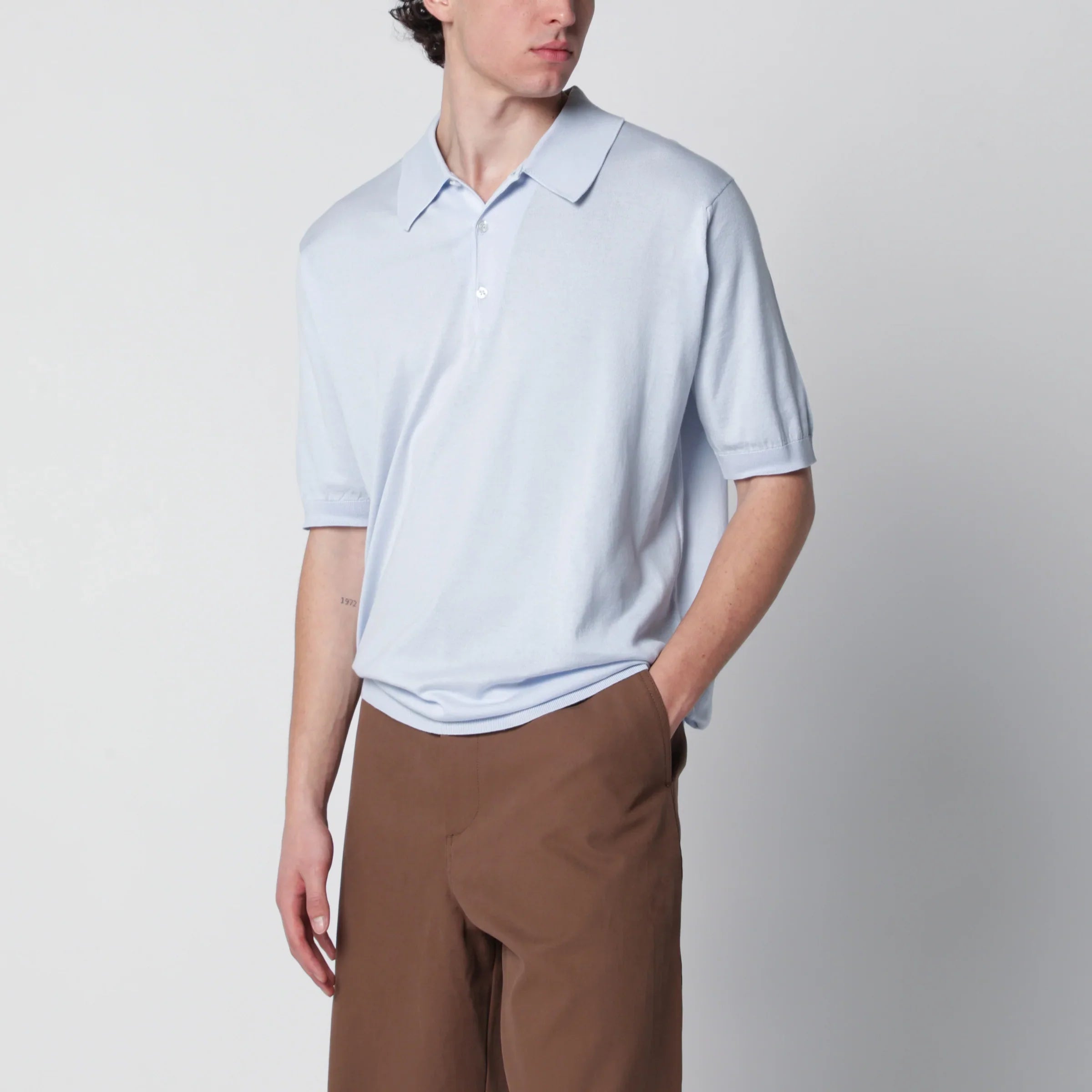 Light Blue Cotton Polo Shirt for Summer Comfort