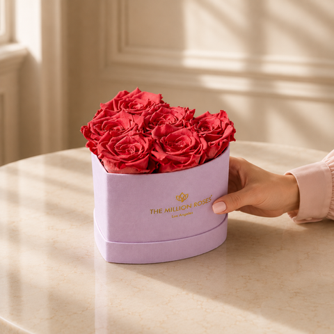Baby Heart Light Pink Suede Box | Coral Roses