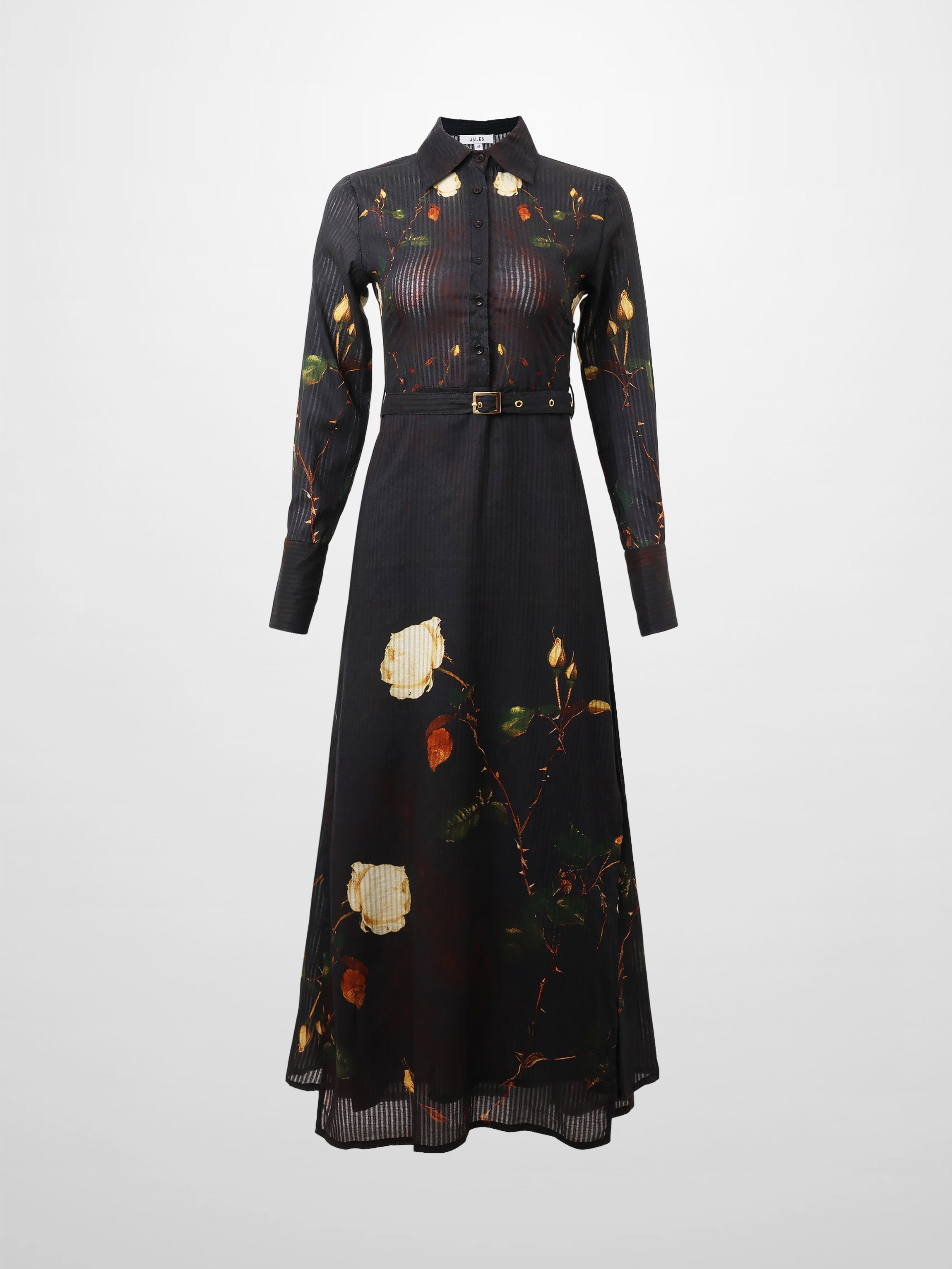 Lightweight Shirtdress-Black Floral-2