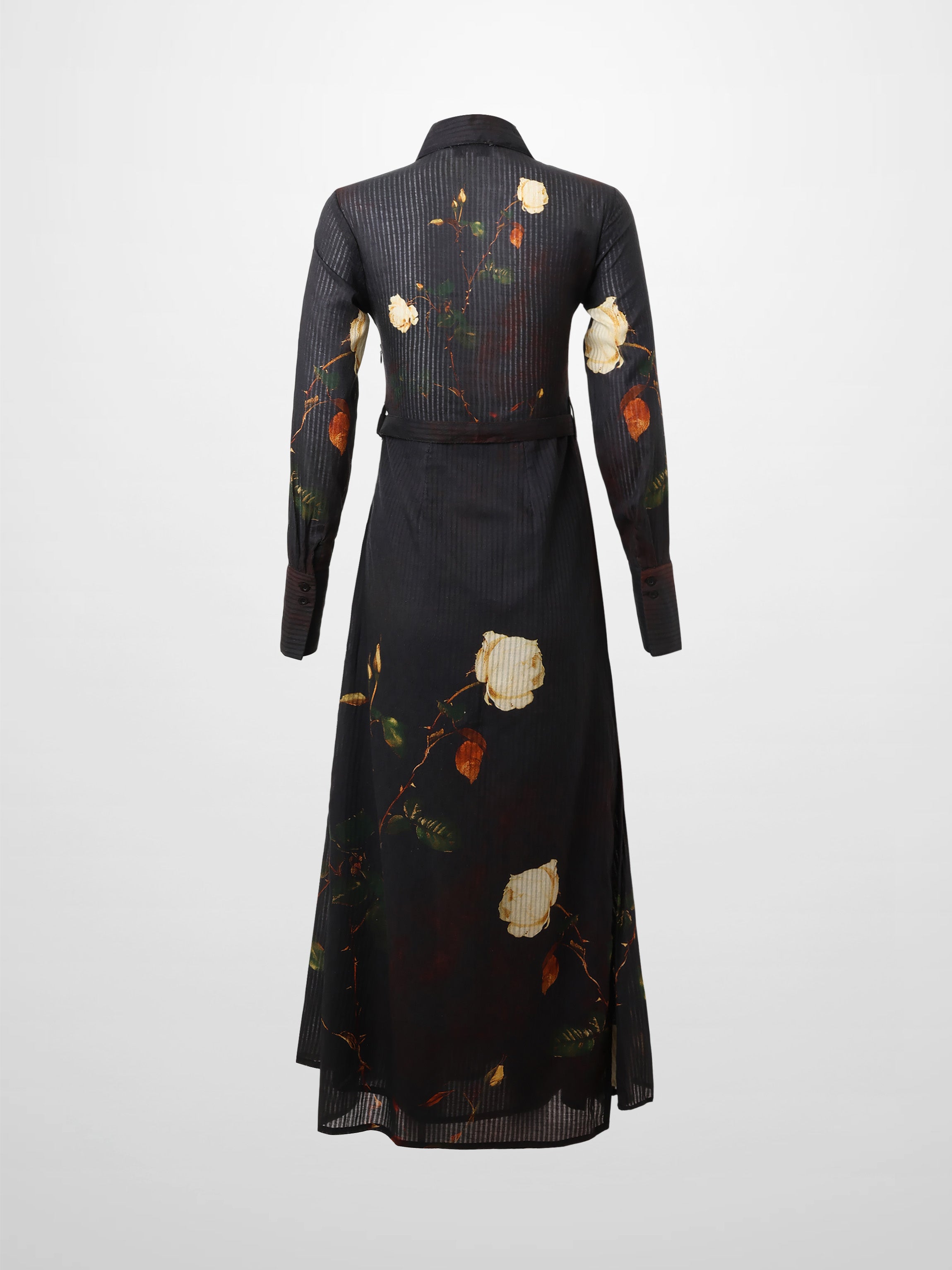 Lightweight Shirtdress-Black Floral-3