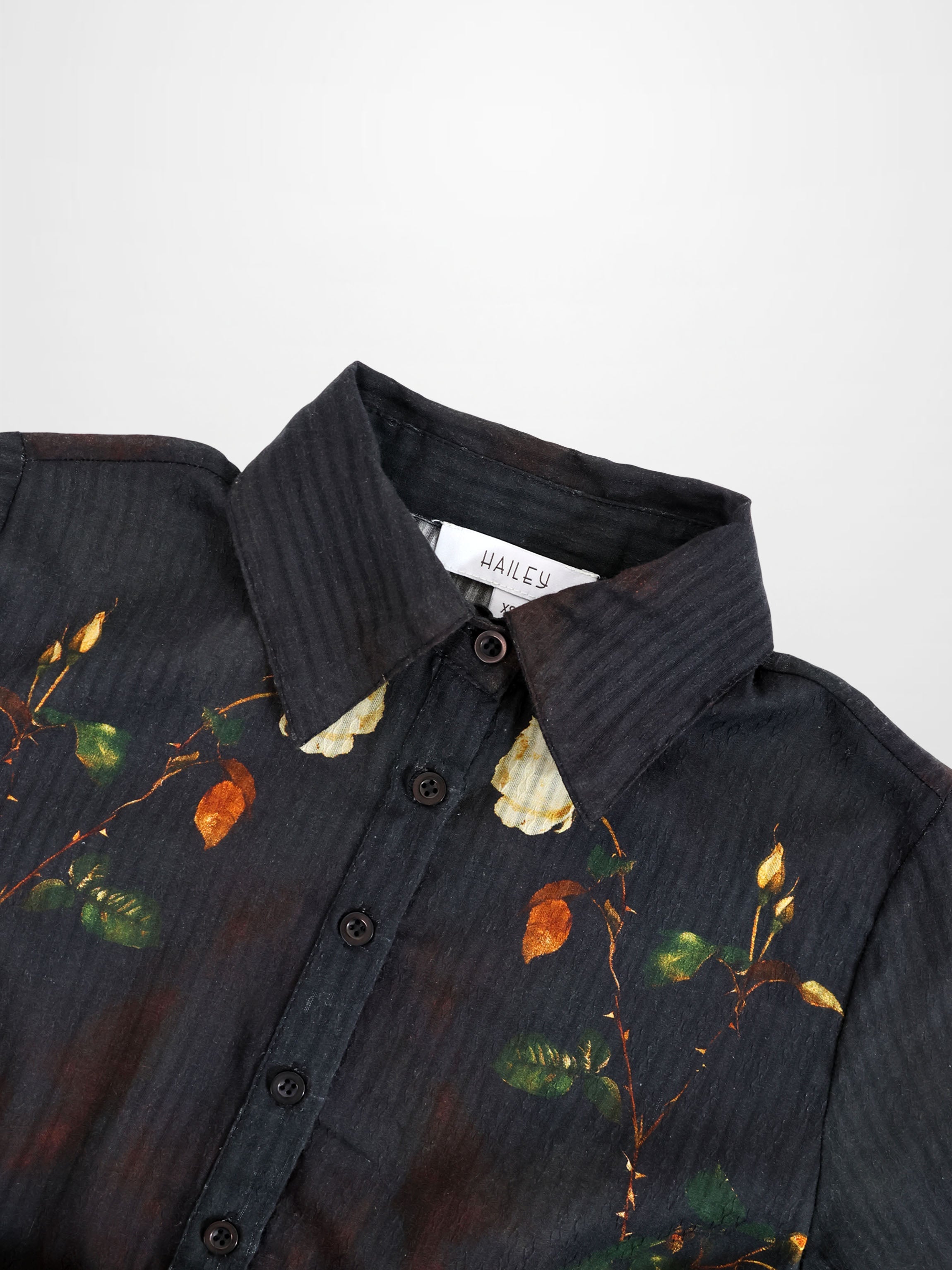 Lightweight Shirtdress-Black Floral-4