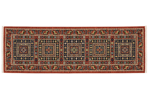 Medalia Area Rug - Burnt red. Burnt Orange. Yellow. Navy Blue